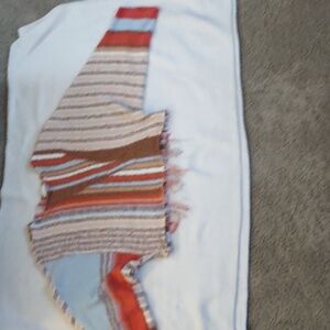 Klesis Sweater Womens S/M Baja Mixed Striped Crop Frayed Knit Slouchy Boho